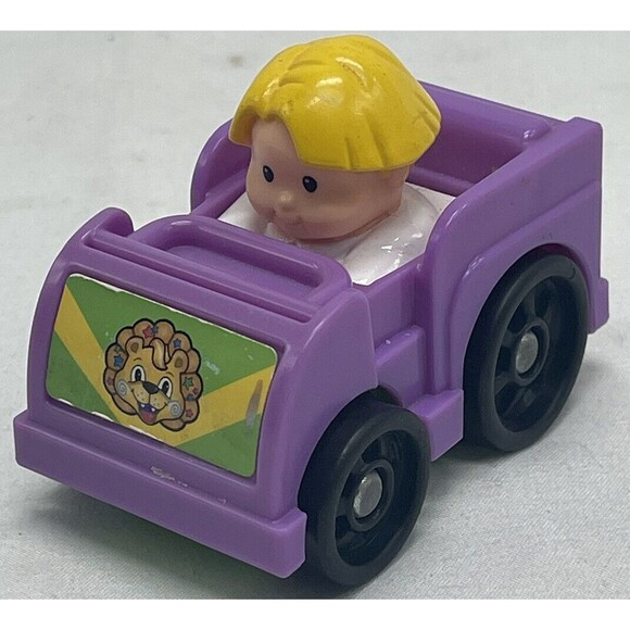 Fisher Price Little People WHEELIES EDDIE in PURPLE VEHICLE Lion Circus Zoo - Picture 1 of 9